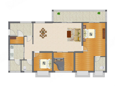 2室2厅 111.31平米户型图