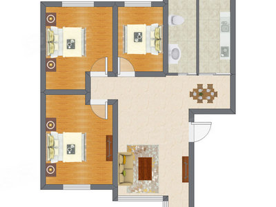 3室2厅 99.24平米