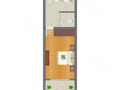 1室0厅 42.11平米户型图