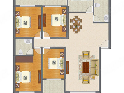 4室2厅 163.00平米户型图