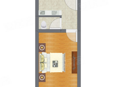 1室0厅 28.80平米户型图