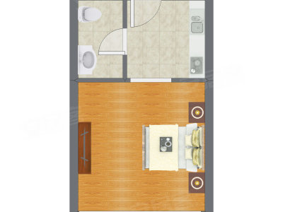 1室0厅 39.24平米户型图