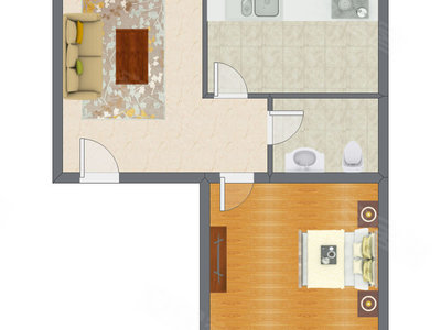 1室1厅 52.00平米户型图