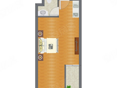 1室0厅 46.89平米户型图