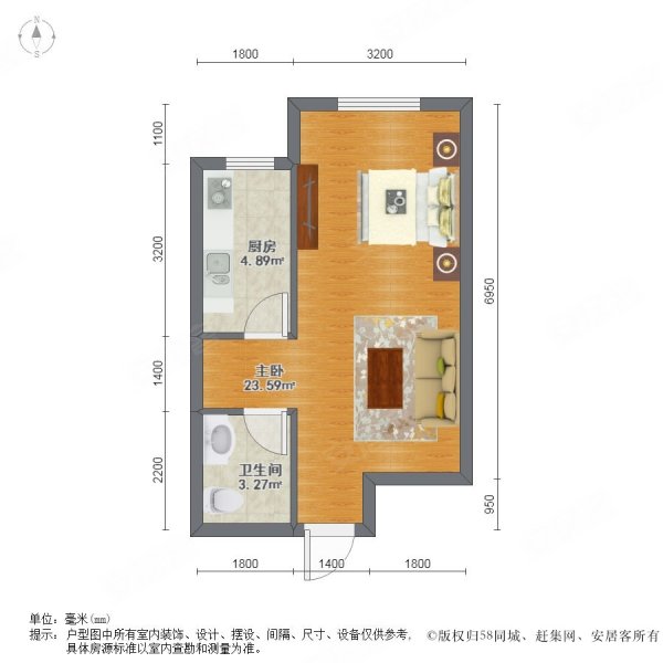 福顺尚景1室0厅1卫50.38㎡西北40万