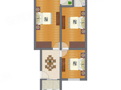 3室1厅 52.02平米
