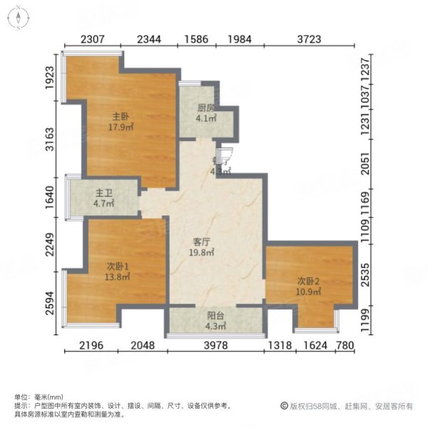 天正银河湾陕汽大道1号3室1厅1卫9699平方米