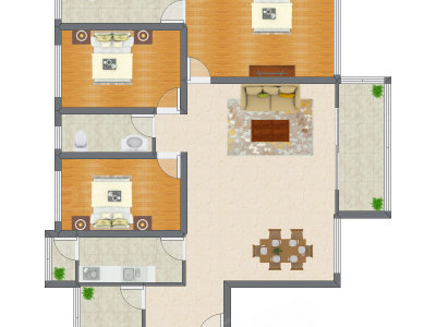 3室2厅 142.16平米户型图