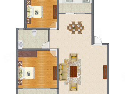 2室2厅 103.54平米户型图