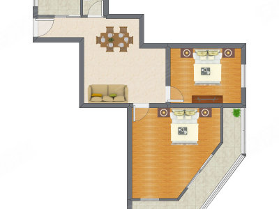 2室2厅 80.06平米