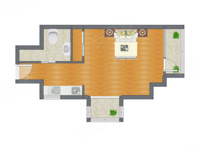1室0厅 36.45平米