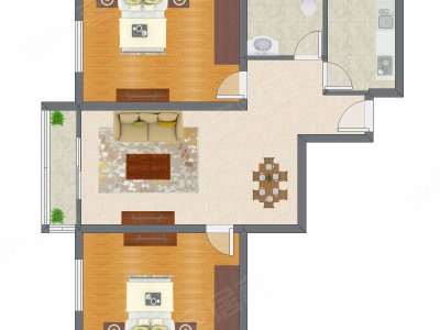 2室2厅 110.90平米户型图