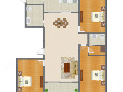 3室2厅 176.00平米户型图