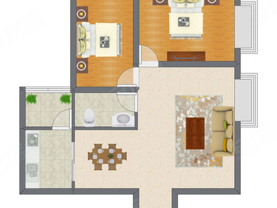 2室2厅 75.80平米户型图