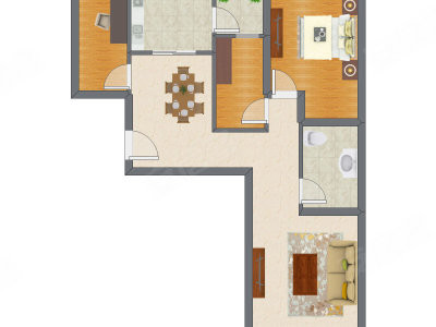 2室1厅 59.38平米户型图