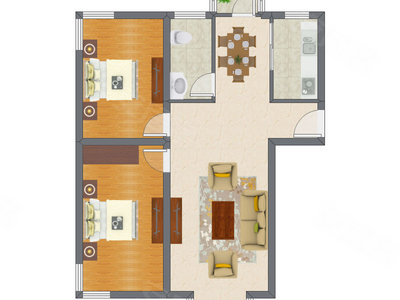 2室2厅 98.76平米