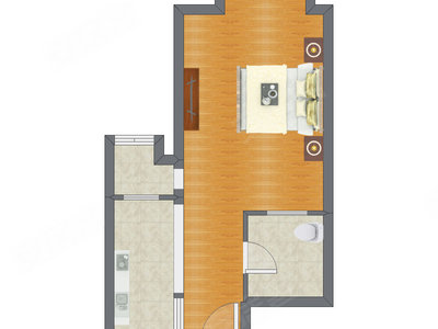 1室0厅 49.64平米户型图