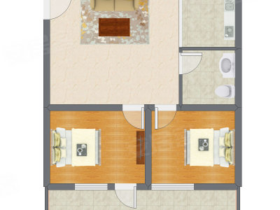 2室1厅 78.82平米