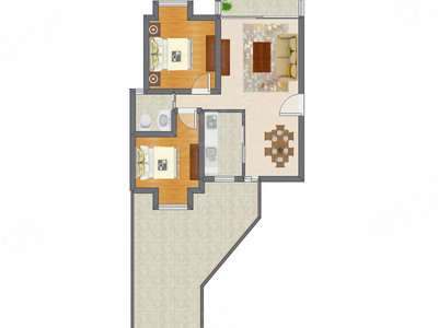 2室2厅 69.17平米