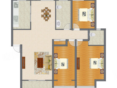 3室2厅 156.17平米户型图