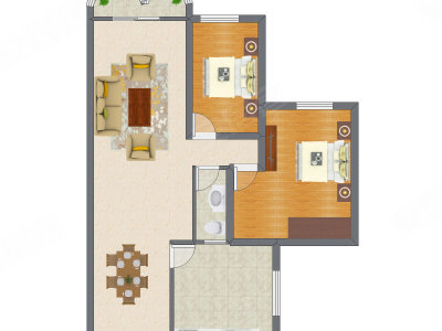 2室2厅 79.83平米户型图