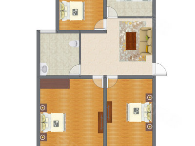 3室1厅 85.57平米