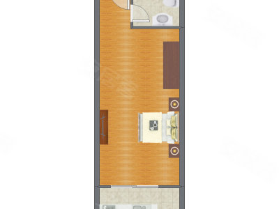 1室0厅 57.00平米户型图