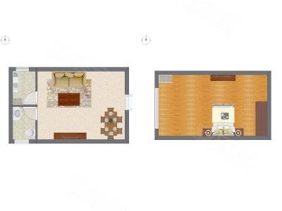 1室1厅 27.13平米户型图