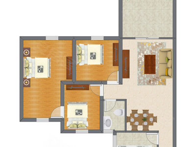 3室2厅 55.77平米