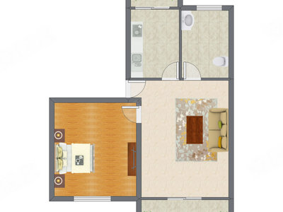 1室1厅 86.00平米户型图