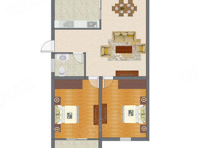 2室2厅 81.33平米户型图