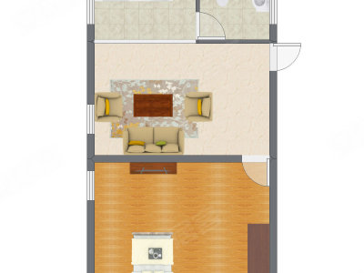 1室1厅 58.28平米户型图