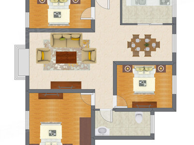 1室1厅 77.45平米户型图