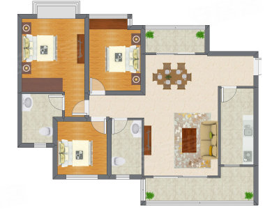 3室2厅 122.85平米户型图