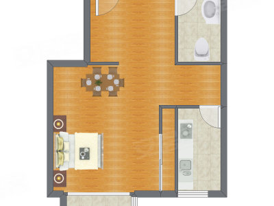 1室0厅 43.88平米户型图