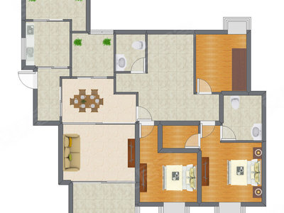 2室2厅 137.00平米