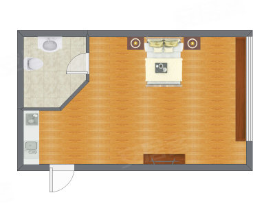 1室0厅 42.89平米户型图