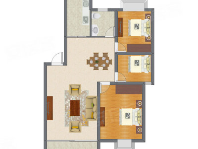 3室1厅 83.22平米