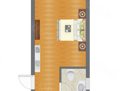 1室0厅 43.86平米户型图