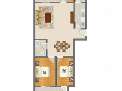 2室2厅 95.76平米