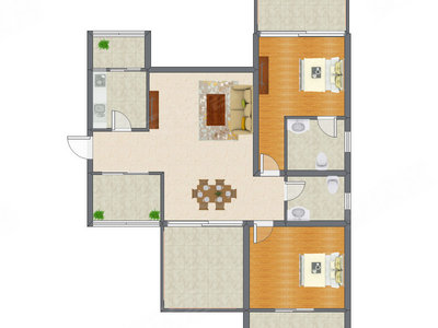2室2厅 90.16平米