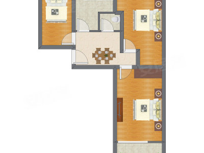 3室1厅 80.00平米