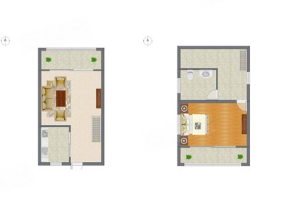 1室1厅 42.57平米户型图