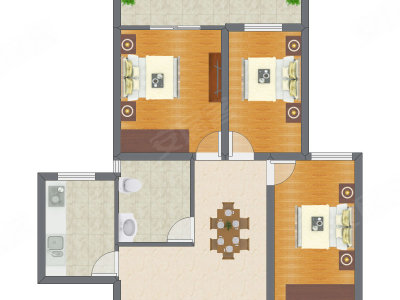 3室1厅 81.17平米