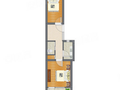 2室1厅 57.40平米