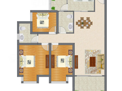3室2厅 105.70平米