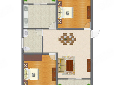 2室2厅 94.63平米户型图