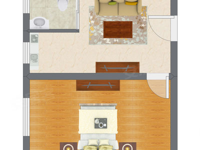 1室1厅 42.24平米户型图