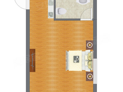 1室1厅 62.00平米户型图
