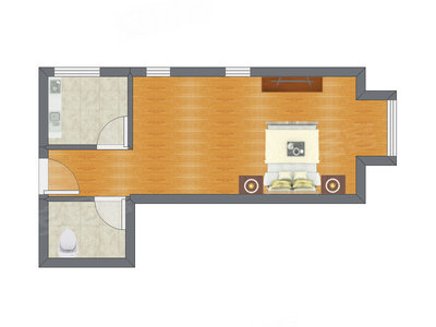 1室0厅 45.94平米户型图